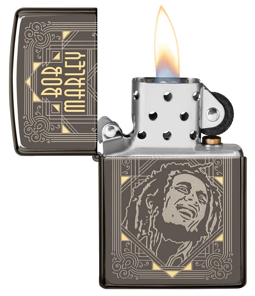 Accendino Zippo Antivento Bob Marley, Cromato Spazzolato, Ricaricabile, Confezione Regalo, Made In USA