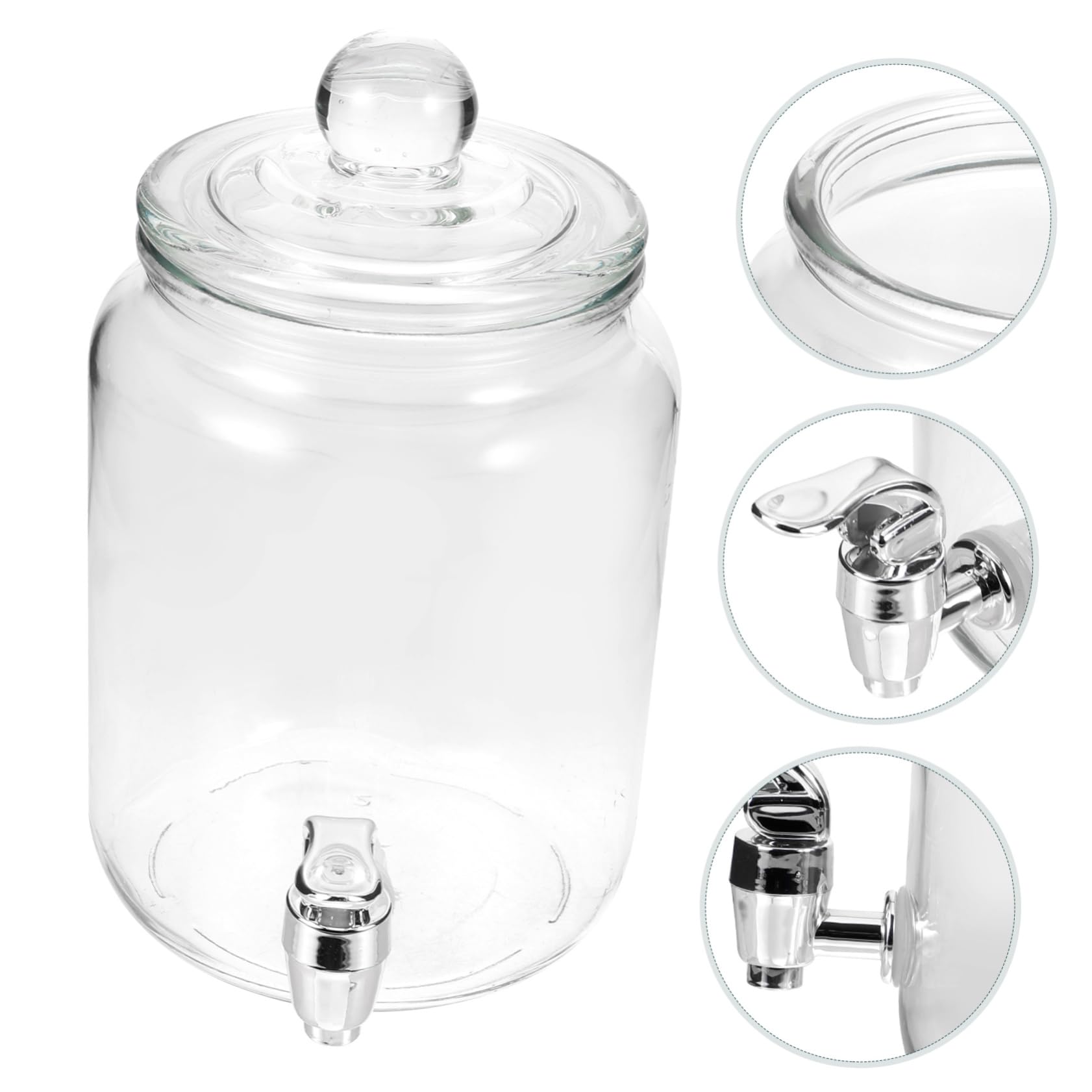 ULTECHNOVO Dispensador de Bebidas con Grifo de Vidrio Claro, Botella para Almacenar Vino con Diseño Simple y Práctico, Adecuado para Uso en Casa o Eventos