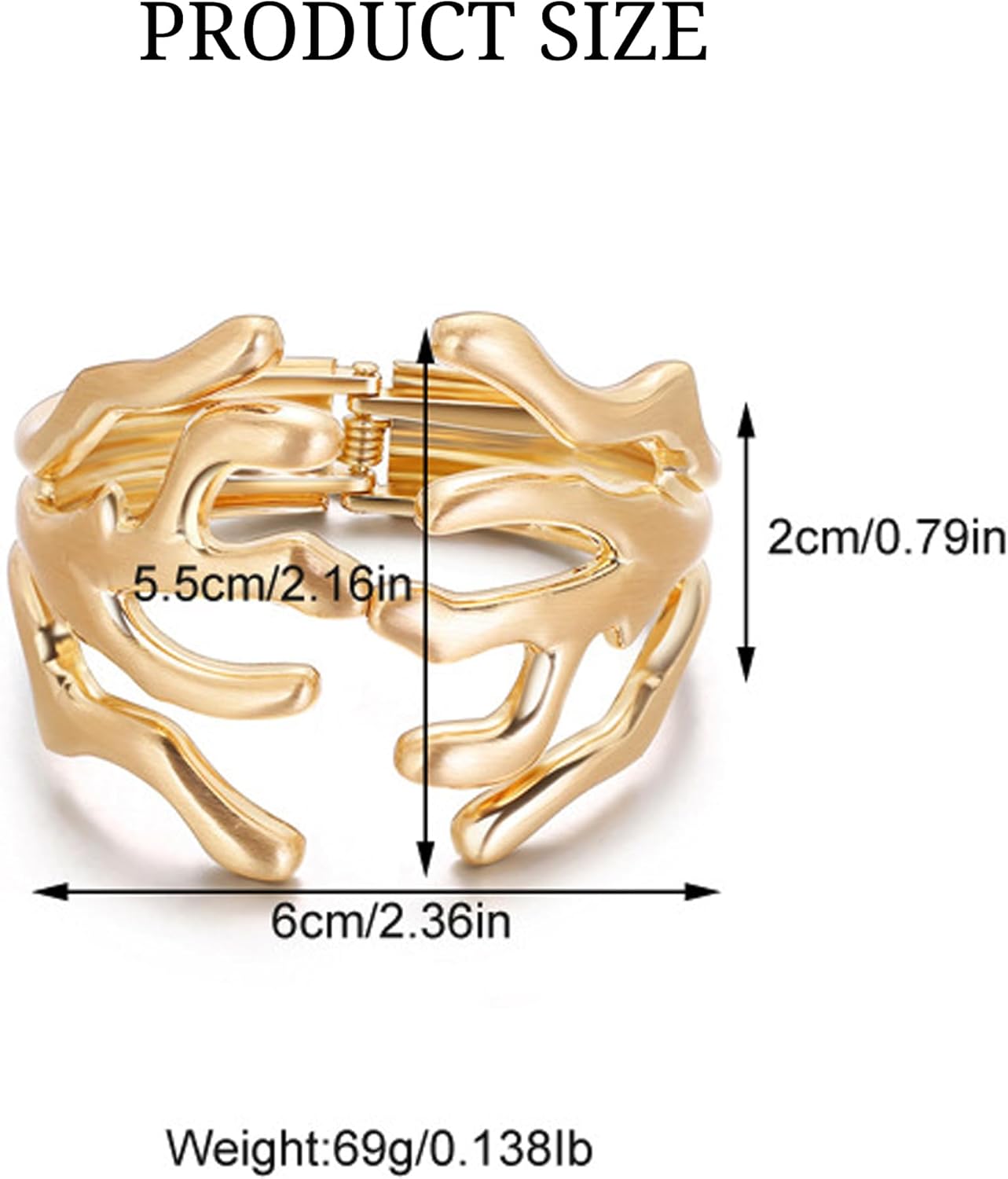 18K Gold Plated Chunky Bangle Bracelets for Women Trendy No-tarnish Open Bangles Irregular Minimalist Geometric Arm Cuff Bracelet Jewelry Gift For Mom and Girlfriend - Image 3