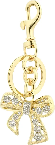 Liobelon Rhinestone Bow Keychain for Women, Elegant Bling Bowknot Keychain Bag Charms