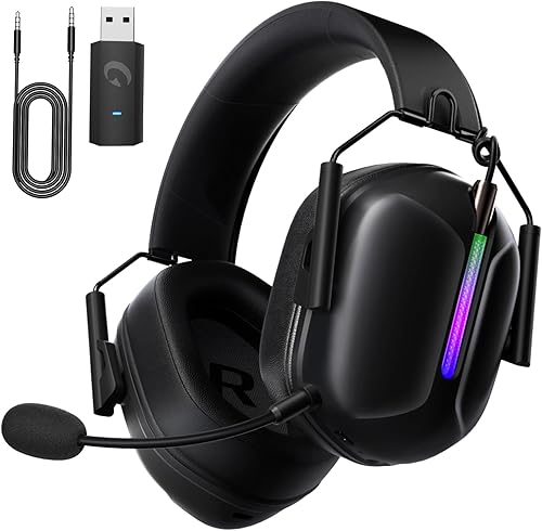 Auriculares inalámbricos para juegos para PS5, auriculares USB de 2.4 GHz con micrófono para PS4, PC, Nintendo Switch, Mac, computadora, auriculares