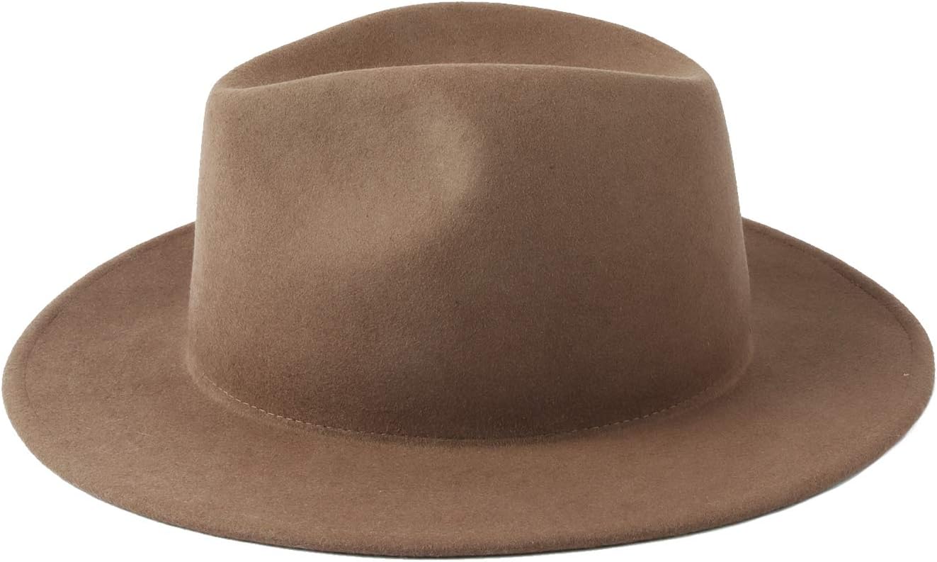 WITHMOONS Wool Felt Fedora Classic Panama Hat Wide Brim Cap GN61298