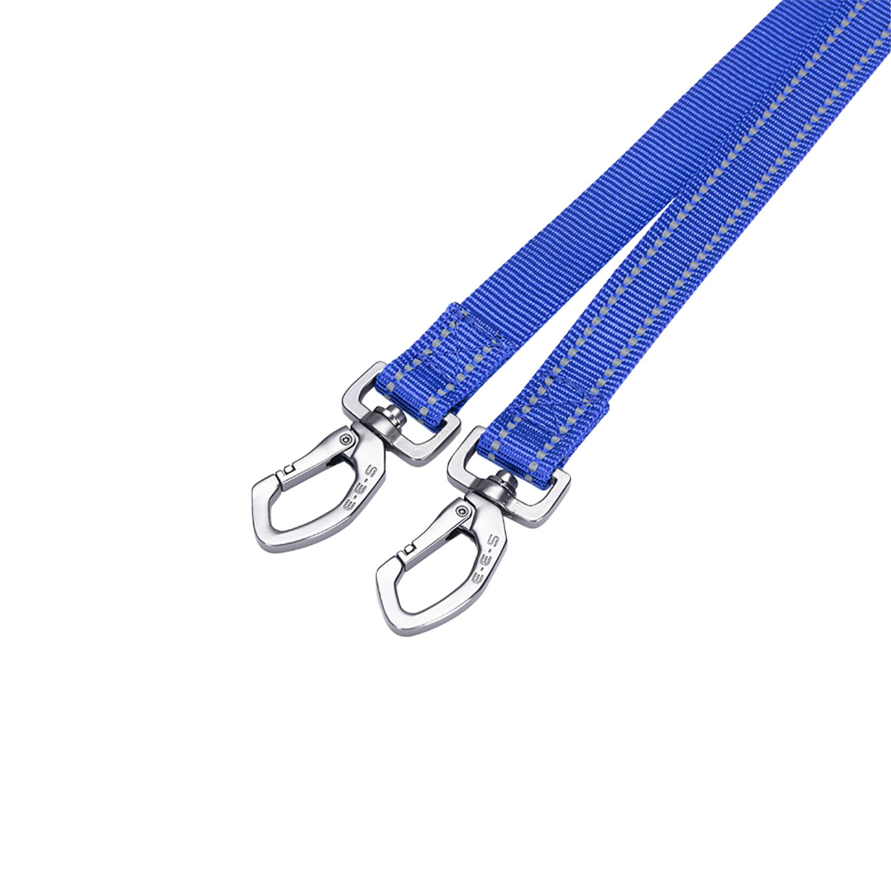 EXCELLENT ELITE SPANKER Guinzaglio doppio riflettente per cani doppio guinzaglio per cani 5 m multiplo con manico imbottito per due cani che camminano addestramento (blu)