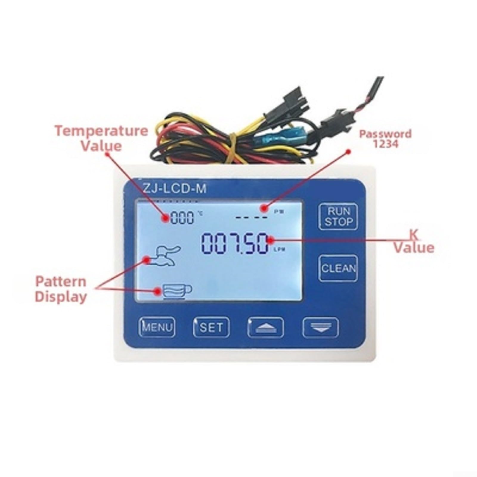 Medidor de flujo digital G1/2 pulgadas, monitoreo LCD en tiempo real, flujo de agua de 1-30 l/min, control cuantitativo de hasta 9999L, construcción de nailon
