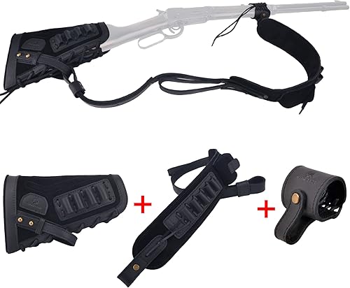 Miniatura 3 de Eslinga de rifle de cuero sin taladro con culata de pistola para acción de palanca .30-30 .30-06 .308 .357 .45-70 .22LR
