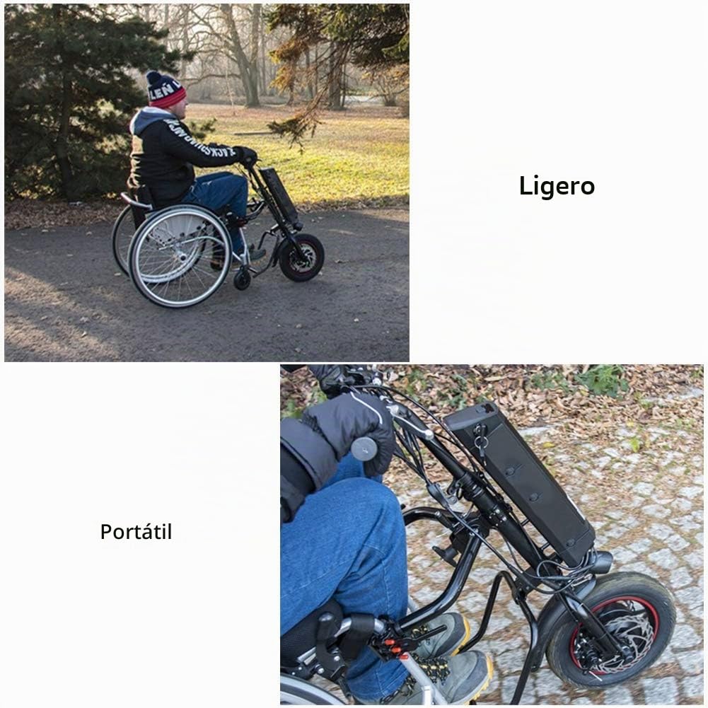 GMtes - Accesorio eléctrico para silla de ruedas de 500 W, dispositivo de tracción de silla de ruedas, kit de conversión de silla de ruedas eléctrica para terapia de rehabilitación con luz frontal y