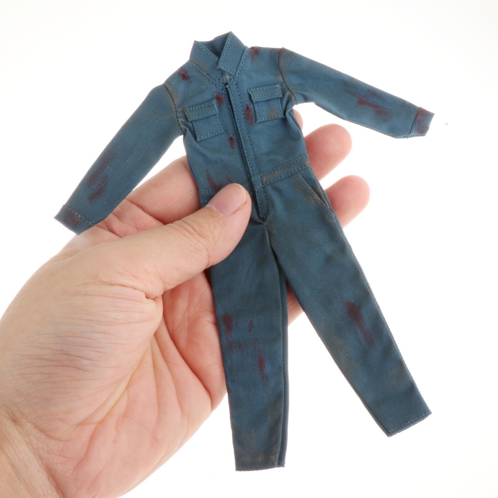 Colcolo Actionfigur Kleidung Set Männerfigur Puppenkleidung Jumpsuit Outfits Stoff Handgenäht Einfach Anzuziehen für DIY Projekte Sammelleidenschaft, Blau Grün