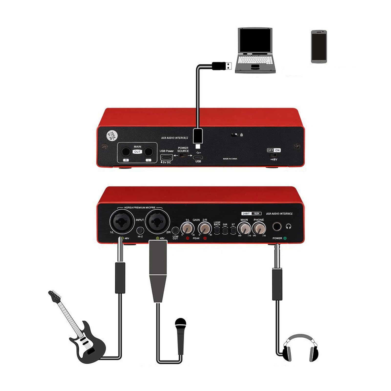 Carte Son USB Live Compacte pour l'enregistrement en Studio, Le Streaming et Les Performances en Direct avec Audio Haute Résolution