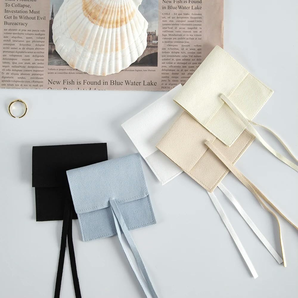 Lot De 10 Pochettes à Bijoux En Daim Et Microfibre Avec Cordon - Tailles Assorties Pour Cadeaux Et Rangement