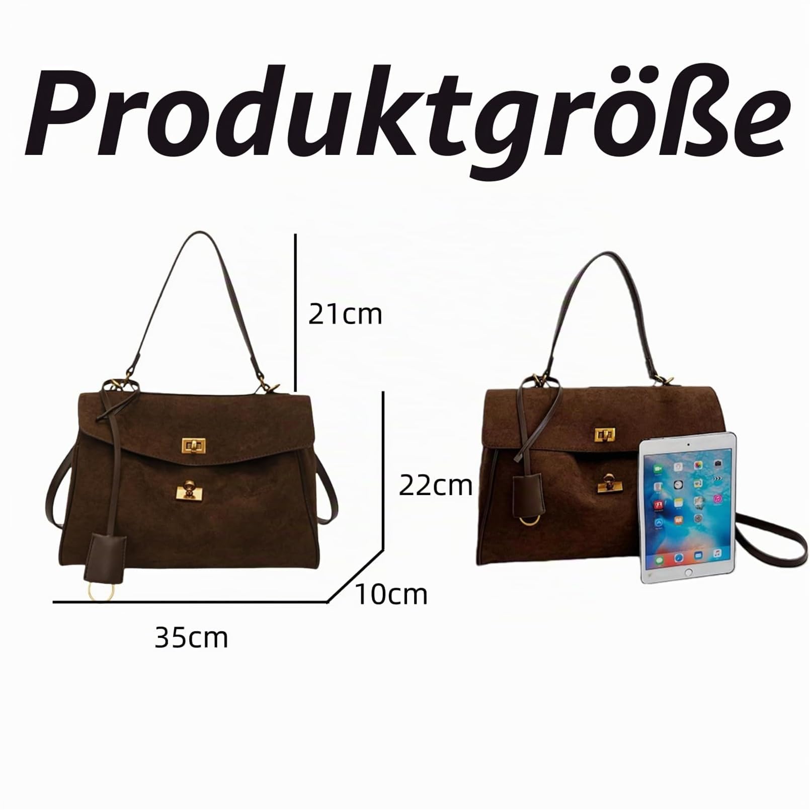 Damen‑Handtasche aus Wildleder, großer Tote‑Shopper für den Alltag