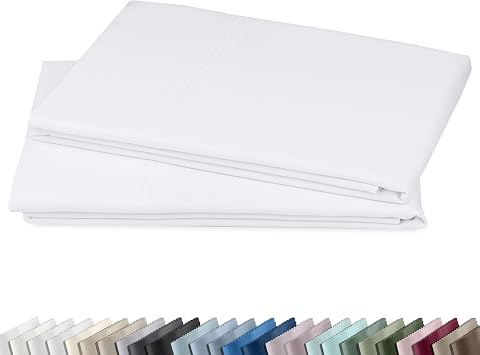 CALIFORNIA DESIGN DEN Luxuriously Soft Hotel Quality 600 Thread Count, 100% Cotton Set of 2 Cases, Crisp & Cool White Standard Pillow Cases Fits Standard & Queen Pillows Bright White | Fits Standard & Queen Pillows, Backed by Good Housekeeping Seal, 100% Cotton Sateen, Smooth & Breathable, Open-End Closure