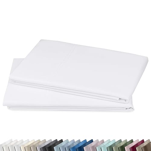 CALIFORNIA DESIGN DEN Luxuriously Soft Hotel Quality 600 Thread Count, 100% Cotton Set of 2 Cases, Crisp & Cool White Standard Pillow Cases Fits Standard & Queen Pillows (Bright White)