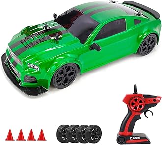 GoolRC RC Drift Car, 1:14 Scale Remote Control Car, 4WD 20KM/H High Speed RC Sport Racing Car, 2.4GHz RC Drifting Car for Adults with Cool Lights, Drift Tires + Racing Tires