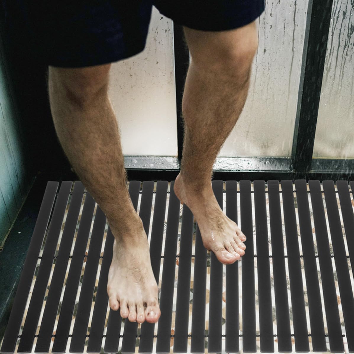 Alfombrilla de Ducha de Bambú Antideslizante Nonslip para Suelo de Hotel y Baño, Cojín Natural Elegante y Resistente