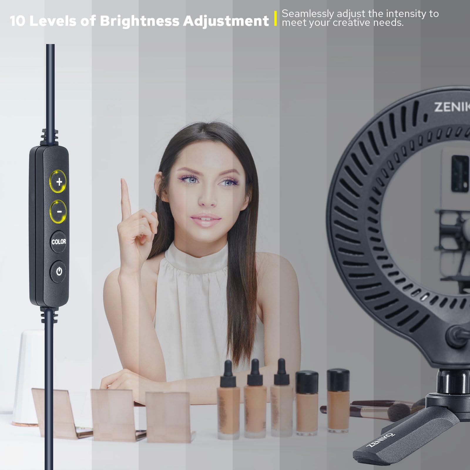 ZENIKO CR5 Bi - Illuminazione per videoconferenza, 5 pollici Bi-Color CRI95+ anello di luce per lavoro remoto, apprendimento a distanza, chiamata zoom, live streaming, trucco, ecc.