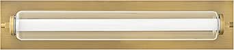 Hinkley 52022LCB Lucien Medium LED Bath Vanity Light Fixture, Modern Traditional Bath Bar, Cylindrical Clear Glass, Mounts Vertically or Horizontally, in Lacquered Brass
