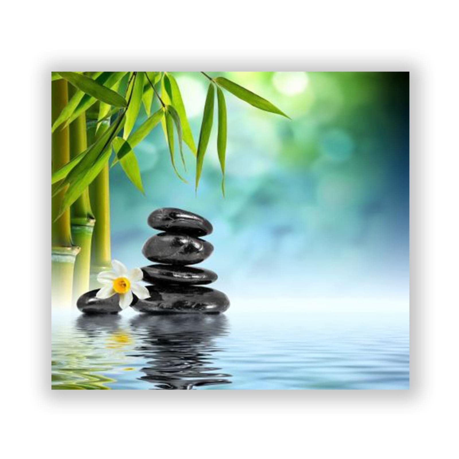 JZSDGB Zen Painting on Canvas-Modern Zen Canvas Prints-Zen Stones Canvas Wall Art Flower Pictures for Bathroom SPA Yoga Decor-Stone Flower9 40x40cm(16x16in) Unframed