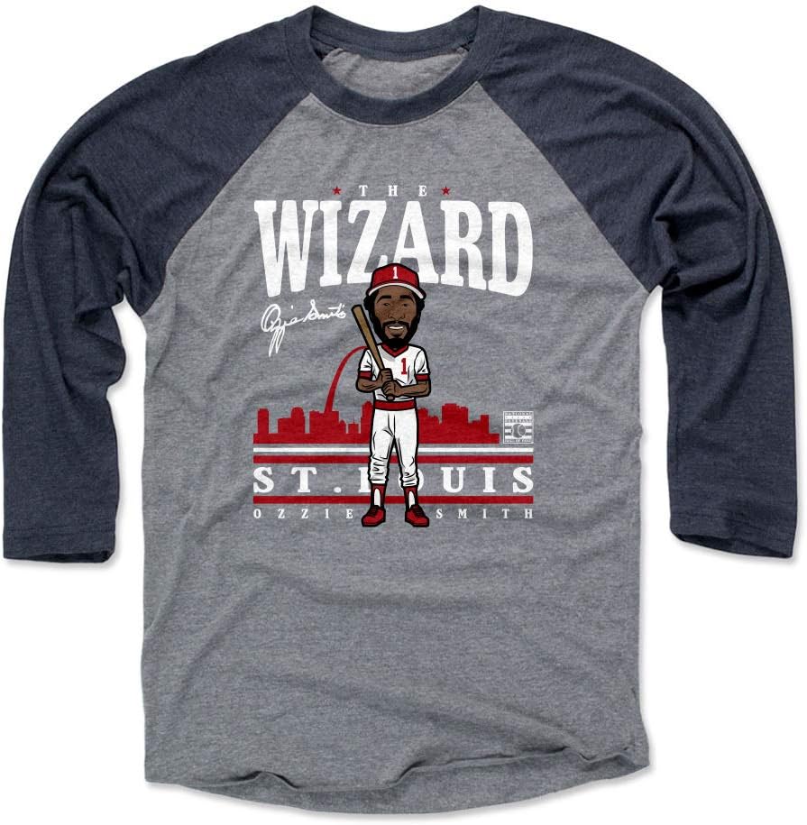 500 LEVEL Ozzie Smith 3/4 Sleeve Raglan T-Shirt - Ozzie Smith Toon