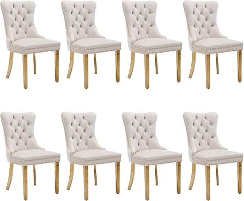 Miniatura 83 de SoarFlash Juego de 6 sillas de comedor de terciopelo, silla lateral de respaldo alto, silla lateral moderna tapizada de alta gama con capitoné y