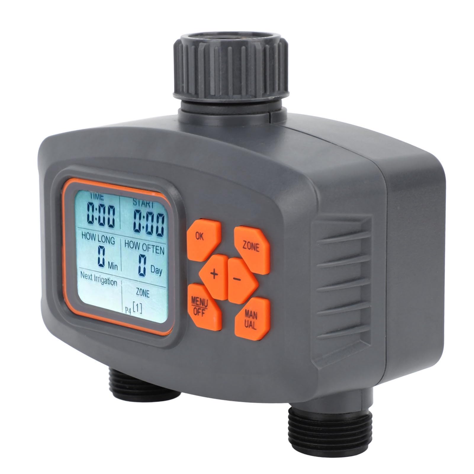 Programmatore per irrigazione a doppia uscita per prato, programmatore per irrigazione da giardino con design antipioggia, timer programmabile per rubinetto per sistemi