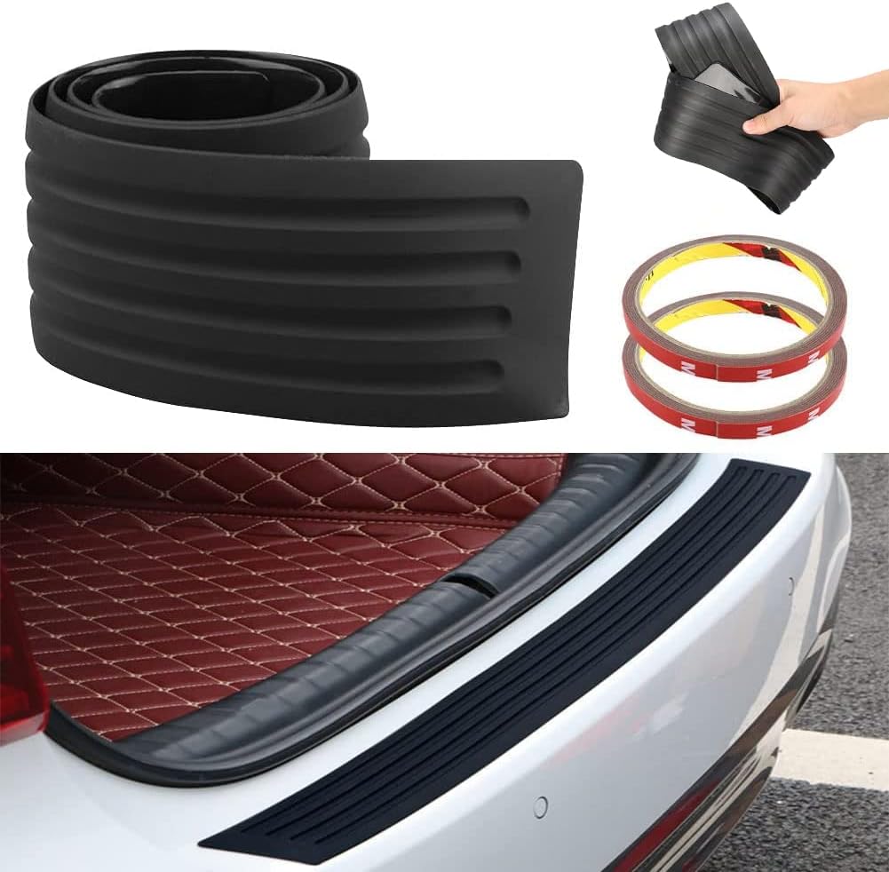Anti-scratch Rubber Rear Bumper Protector Cover, Black Door Sill Protector Stickers Universal Fit for Car Pickup SUV Truck (35.4 * 3.14inch)