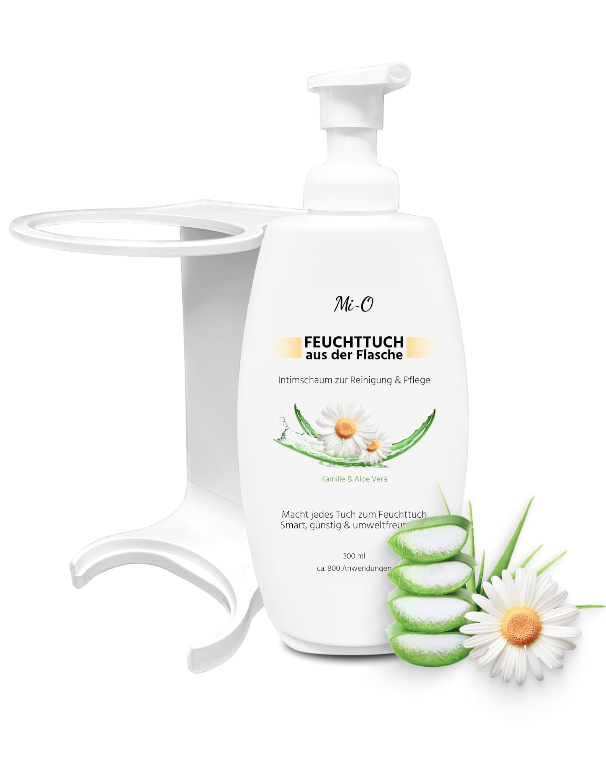 SET – Feuchttuch aus der Flasche 2 × 300 ml + 2 × Wandhalterung | Intim Reinigungs- & Pflegeschaum für Baby & Toilette