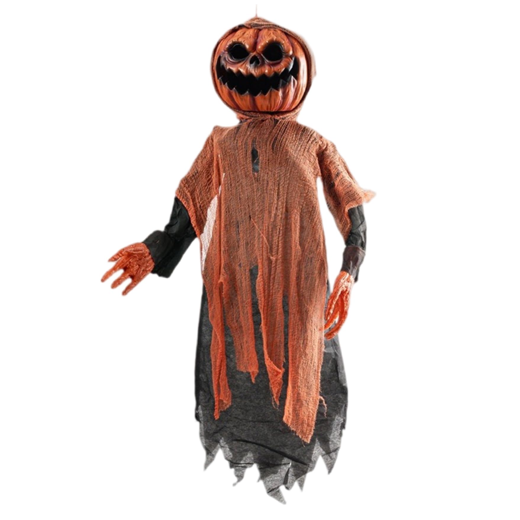Hbbgdiy Halloween Animatronics 47 Inch Sound and Touch Activated Lighted-up Pumpkin Scarecrow with Creepy Voice for Indoor Outdoor Halloween Yard Decorations