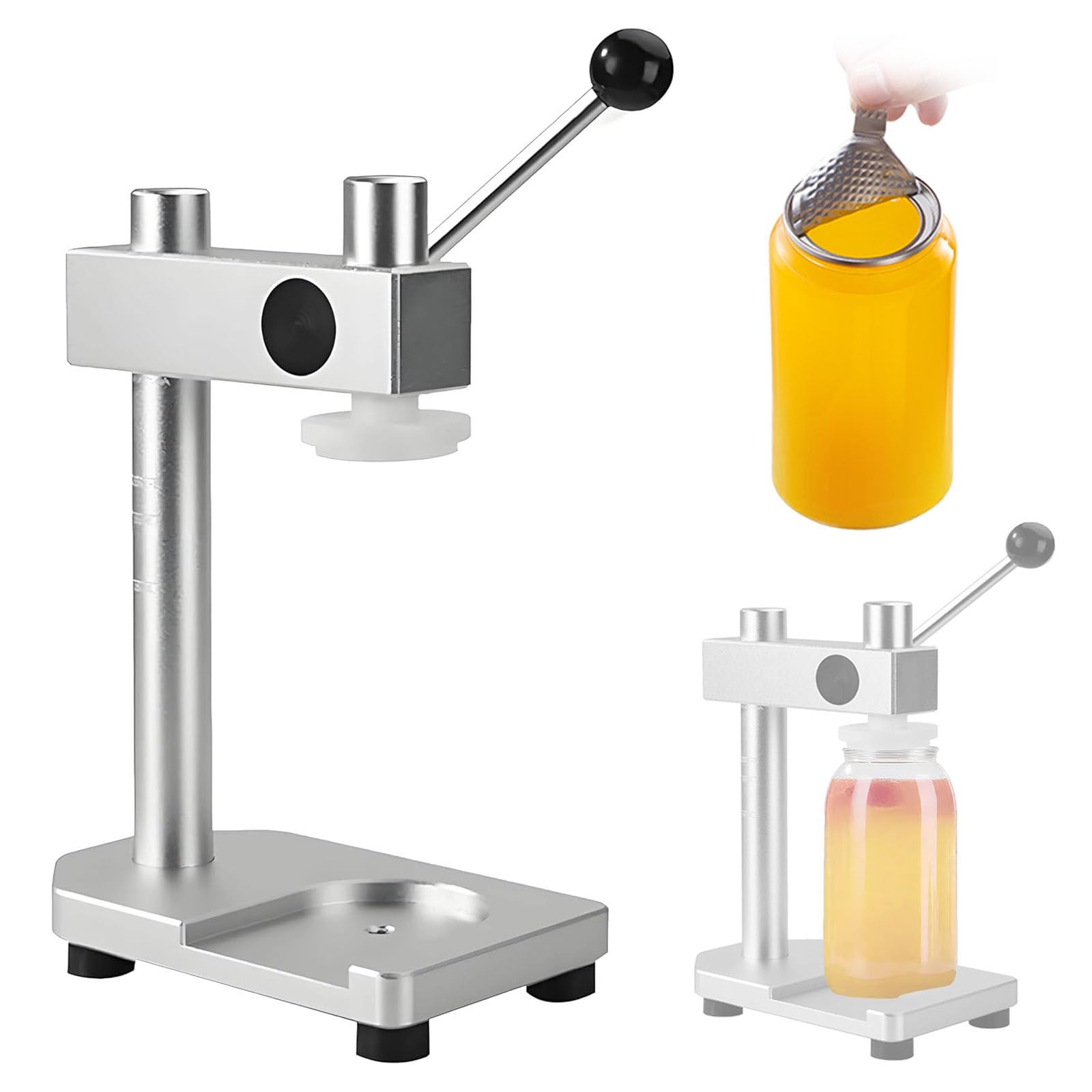 Scelleuse Manuelle pour Canettes, Outil de Sertissage Réglable pour Bouteilles et Bouchons de 330ml/500 ML, pour Bouchons de 55 mm Silver-200 x 330ml Bottles