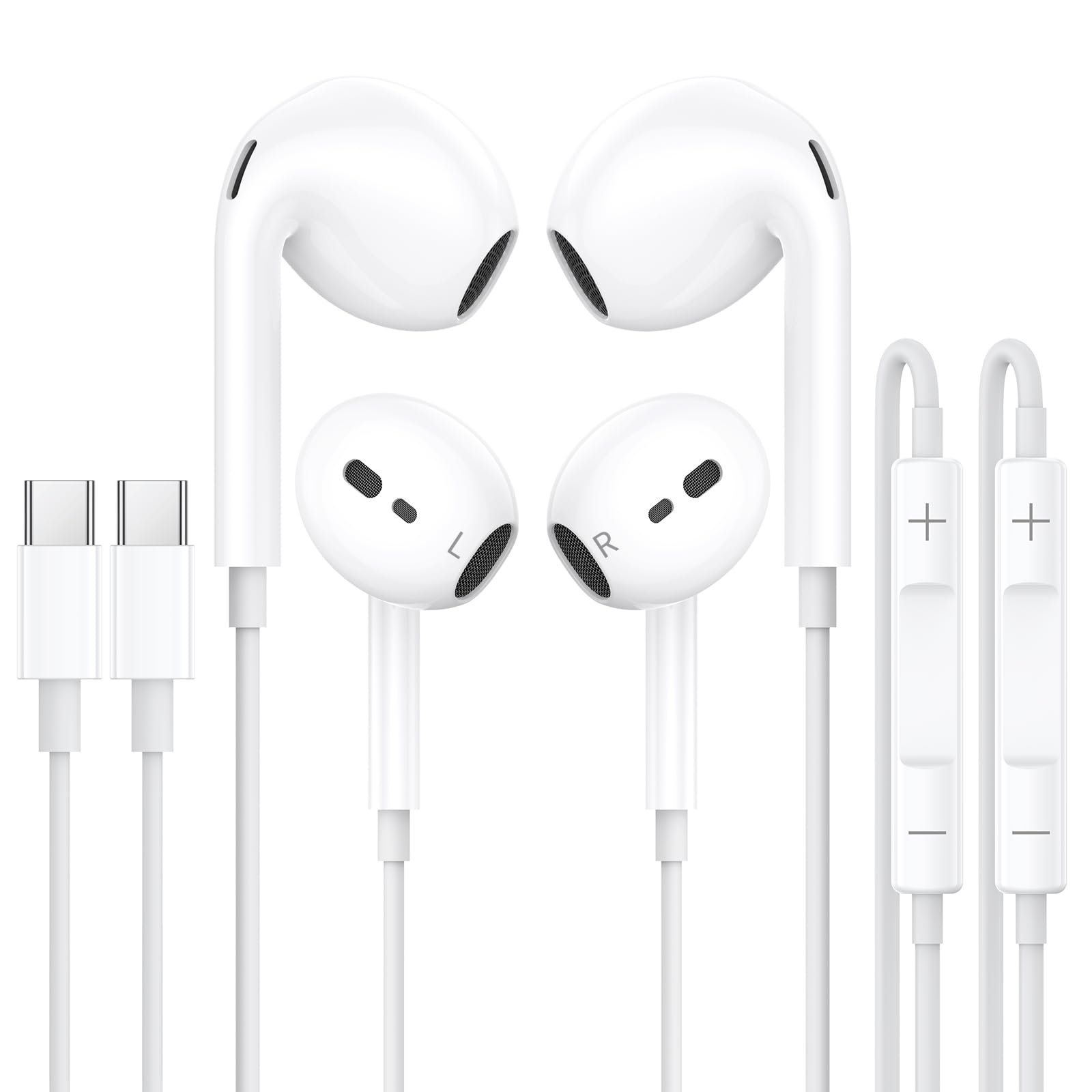 Kabelkopfhörer für iPhone 17 16 15, 2Pack USB C Kopfhörer mit Kabel für iPhone17 16 15 Plus/Pro/Max/Air, In Ear USBC Ohrhörer HiFi Stereo mit Mikrofon für iPad Pro Mini/Samsung S25 S24 Ultra/Pixel usw