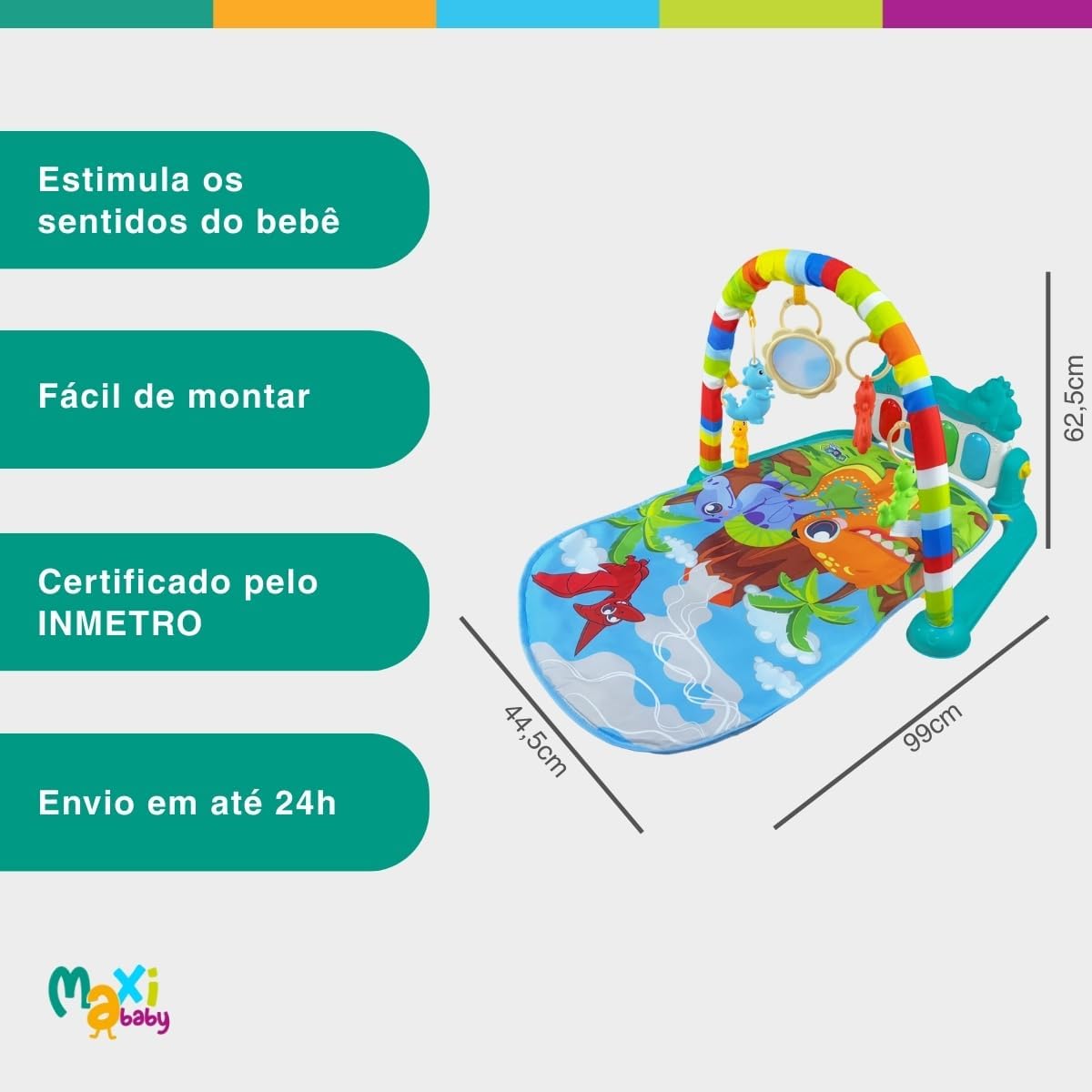 Maxi Baby Tapete de Atividades Para Bebê Piano Funny Dino