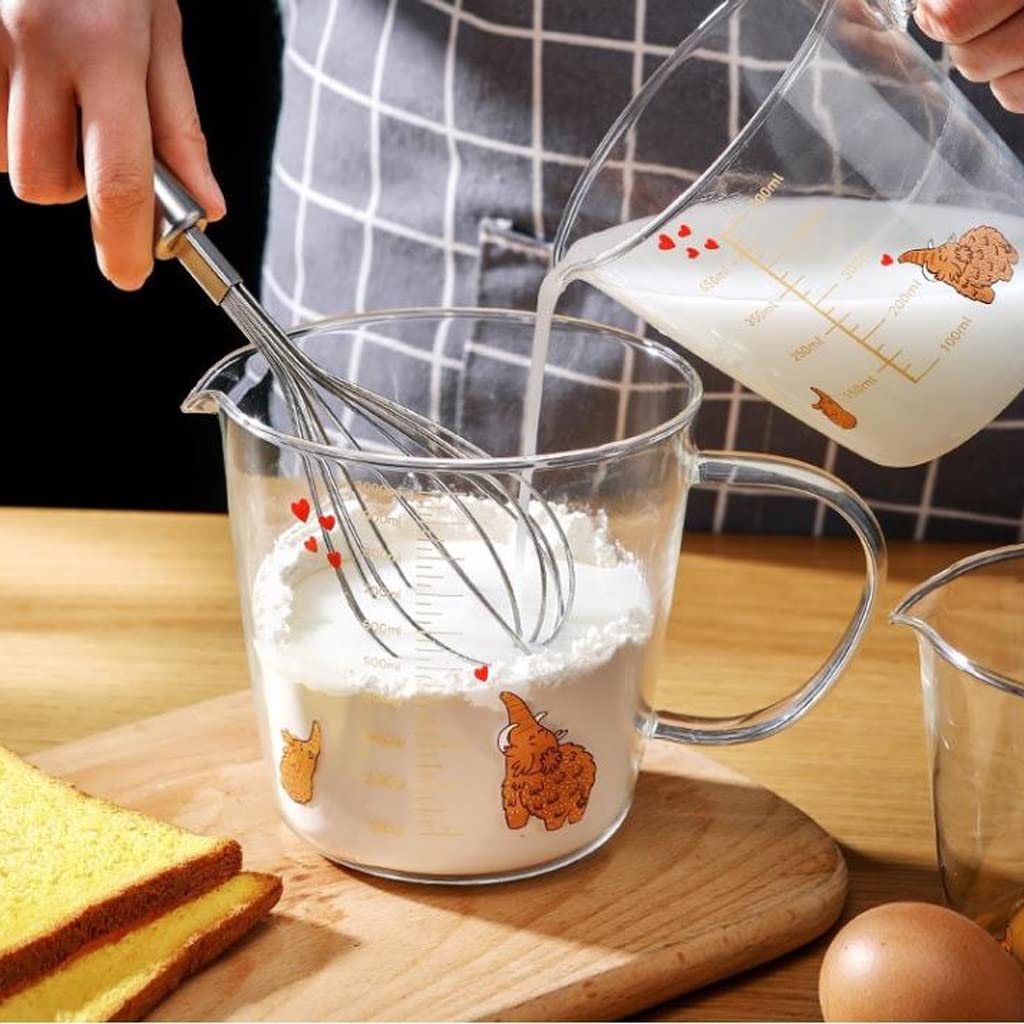 Tazas medidoras de Vidrio con Tazas graduadas for Uso doméstico Grado alimenticio Resistente a Altas temperaturas Tazas de Leche de Gran Capacidad for Hornear en la Cocina hueveras batidas