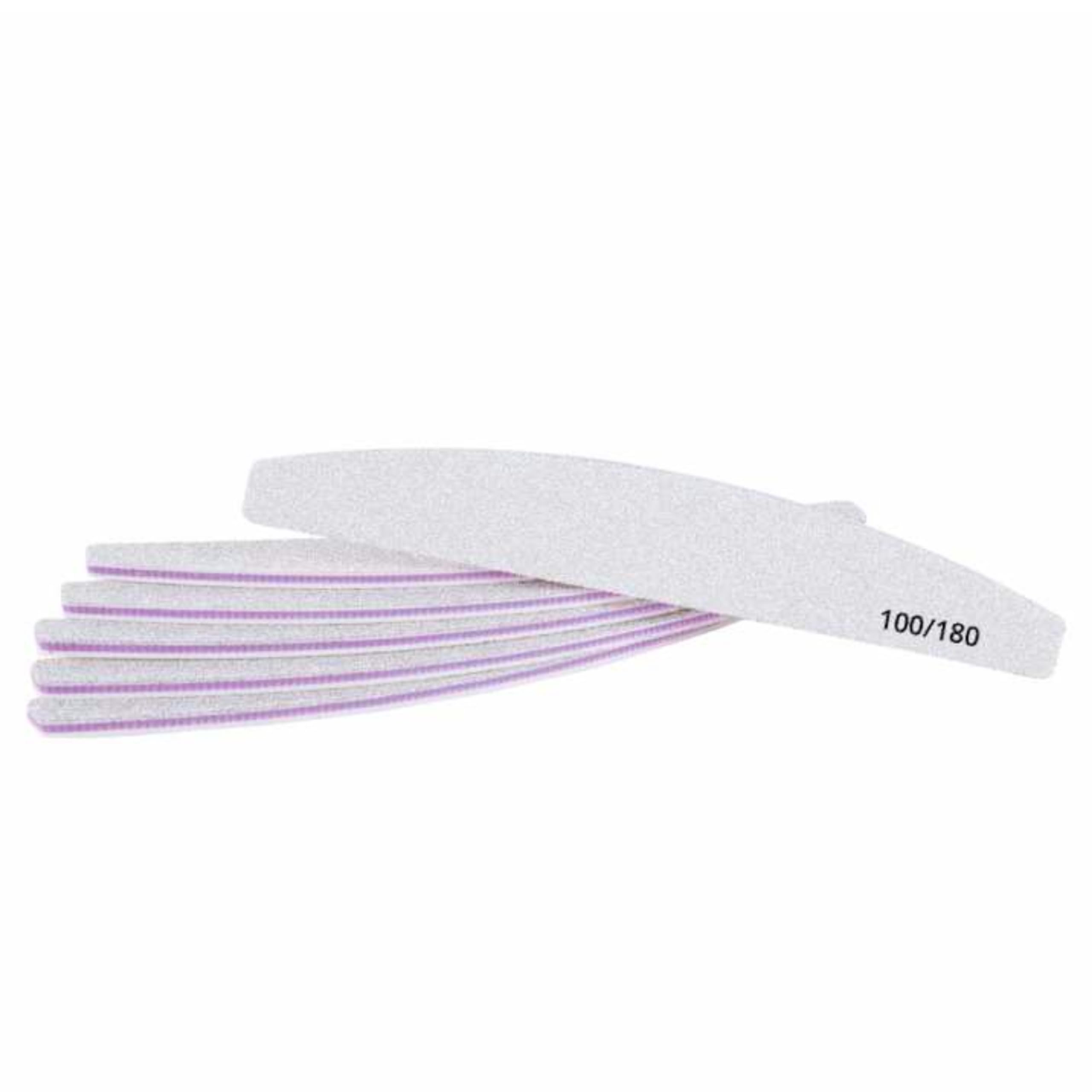 INLAQ® Lime à Ongles 100/180 - Professionnelle en demi-lune Durable Résistante à l'abrasion - Set de Limes à Ongles Jetable - Idéal pour Manucure en Salon et à Domicile Résultats Parfaits - 25 pièces