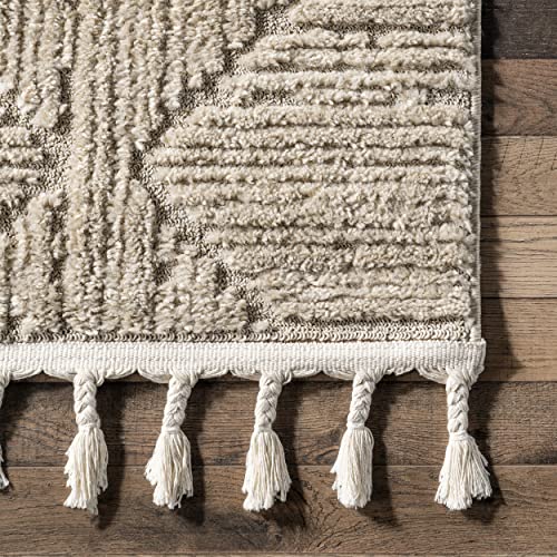 Image of nuLOOM Kerry Beige Geometric Power Loomed Area Rug, 4' x 6' | Nuloom Kerry Geometric 4' x 6' Area Rug for Living Room Bedroom Dining Room, Beige