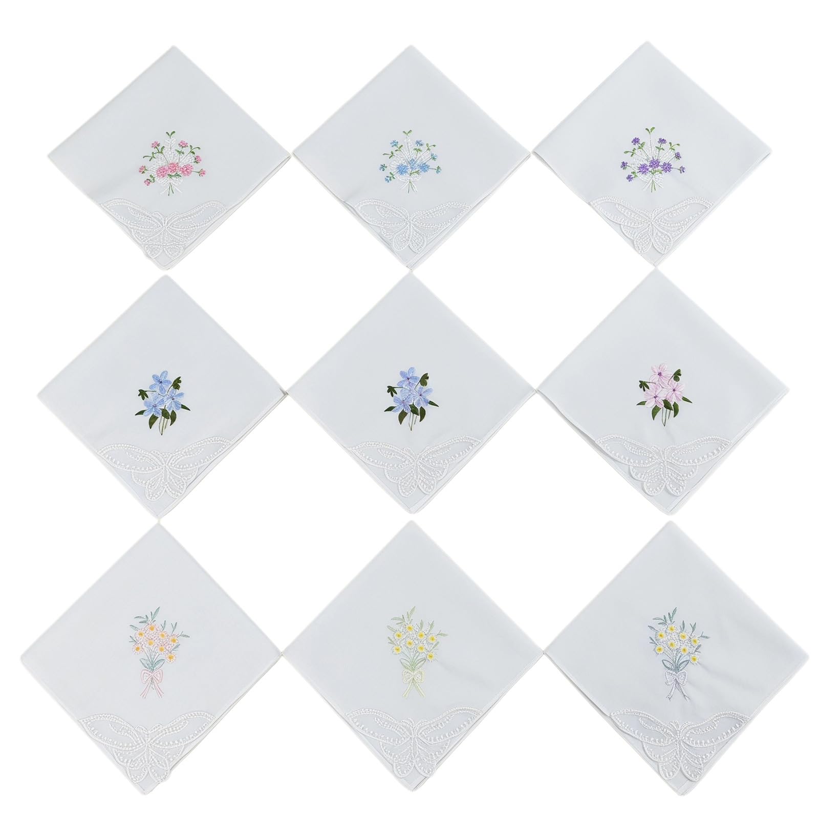 Ljmyy 9 Piece Set Cotton Handkerchiefs Delicate Lace Edging for Weddings Special Occasion