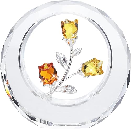 Miniatura 10 de LONGWIN Figuras de flores de tulipanes de cristal con anillo circular exterior, ramo de primavera de cristal, figuras coleccionables, decoración