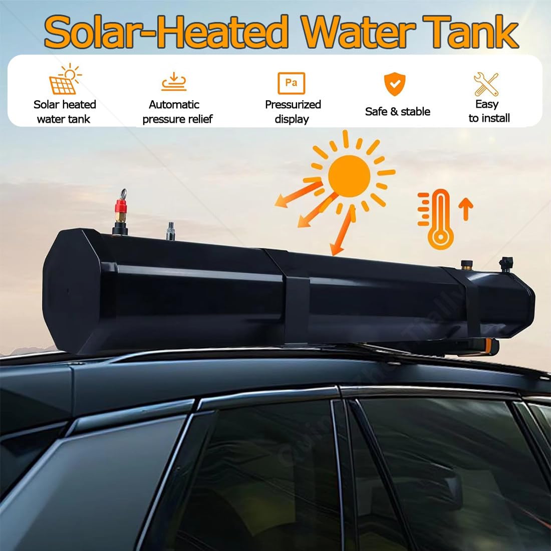 Campingdusche Camping Dusche Outdoor,Dachträger Druck Wassertank,Außendusche Solar mit Luftpumpe,Duschbrause Schlauch,Auf Dachträger für Geländewagen,Pickups Und Suvs 18L