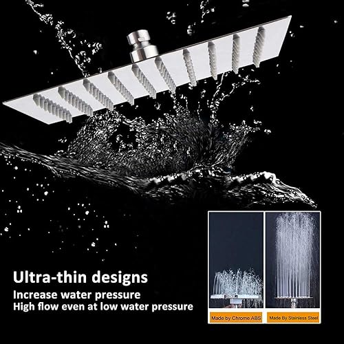 Miniatura 5 de Rain Shower Head with 11 Adjustable Extension Arm, Large Stainless Steel High Flow Rainfall Square Shower head, Bath Shower Waterfall Full Body