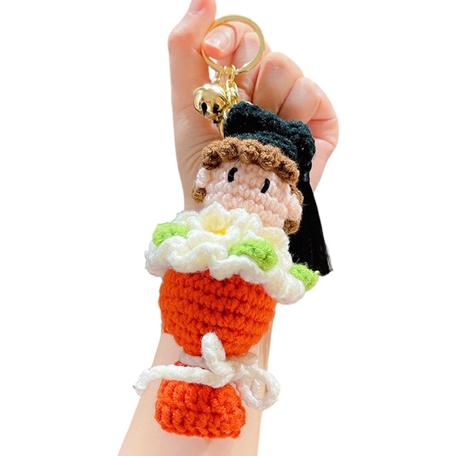 Xinsheinelry Tiny Embroidered Diploma Cap Ornament Lovely Surprise Individualized Degree Honored Students and Friend Crochet Keyring
