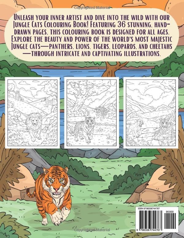 Jungle Cats Coloring Book for Kids and Adults image 3