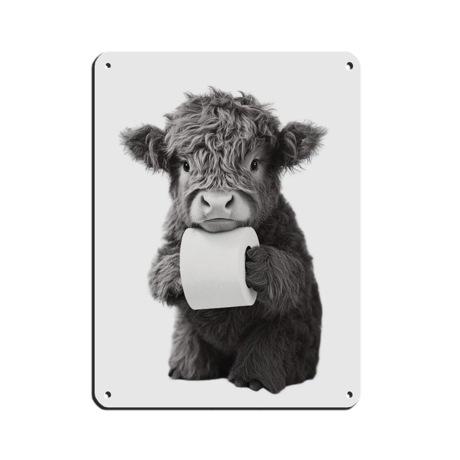 Calf with Toilet Paper Poster,Farmhouse Decor Retro Poster Metal Tin Sign Chic Art Retro Iron Painting Bar People Cave Cafe Family Garage Poster Wall Decoration 12x16inch(30x40cm)