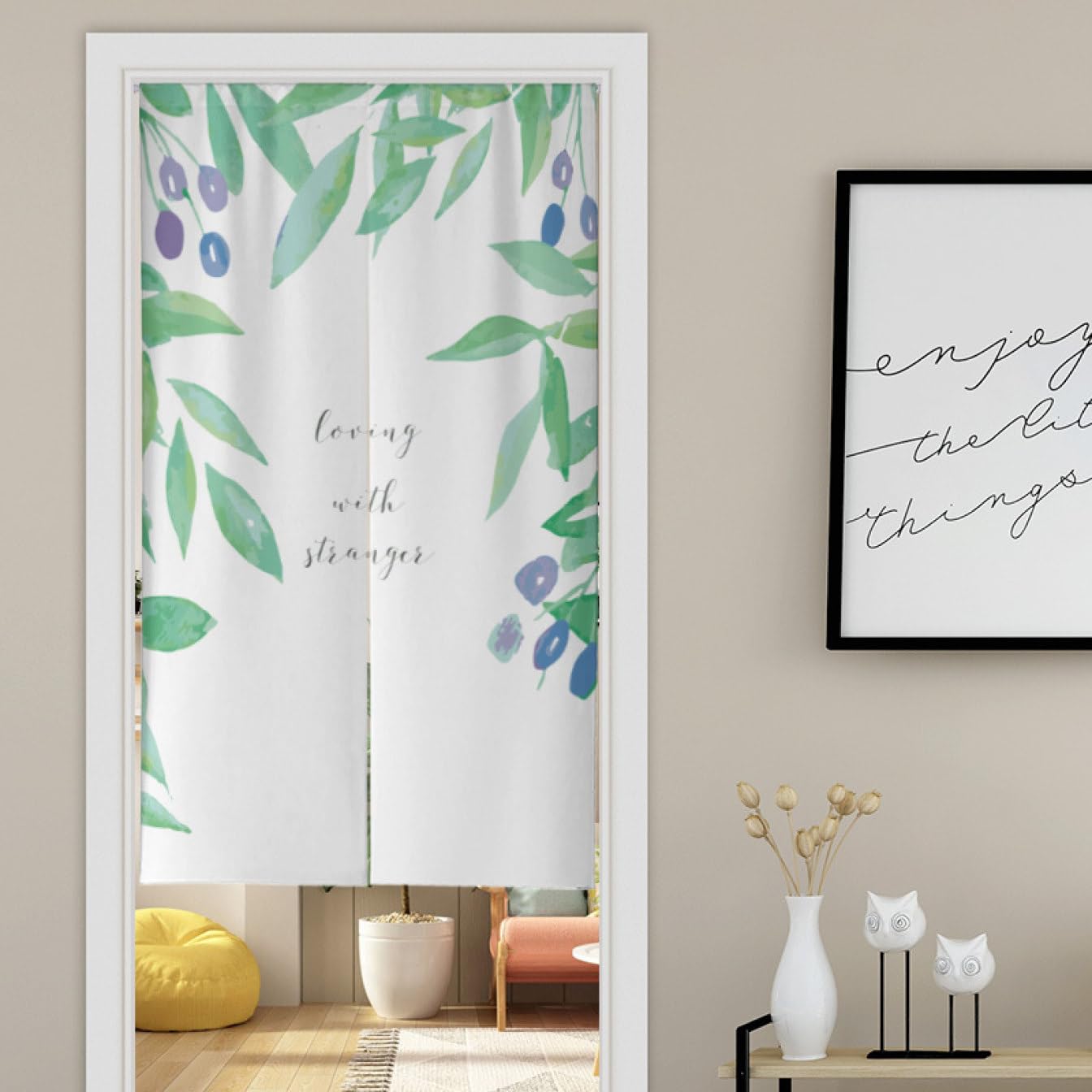 Amazon.co.jp: [YXSNG] のれん 暖簾 リーフ柄 目隠し 田園風 85*120