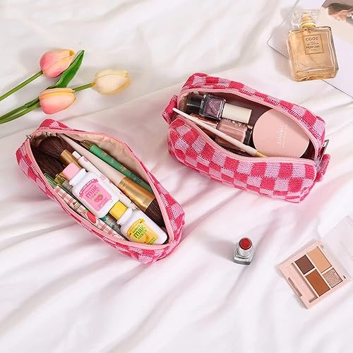 Miniatura 6 de LYDZTION Bolsa de maquillaje para mujeres, 1 bolsa de maquillaje de gran capacidad y 1 estuche para lápices, bolsa de almacenamiento de brochas