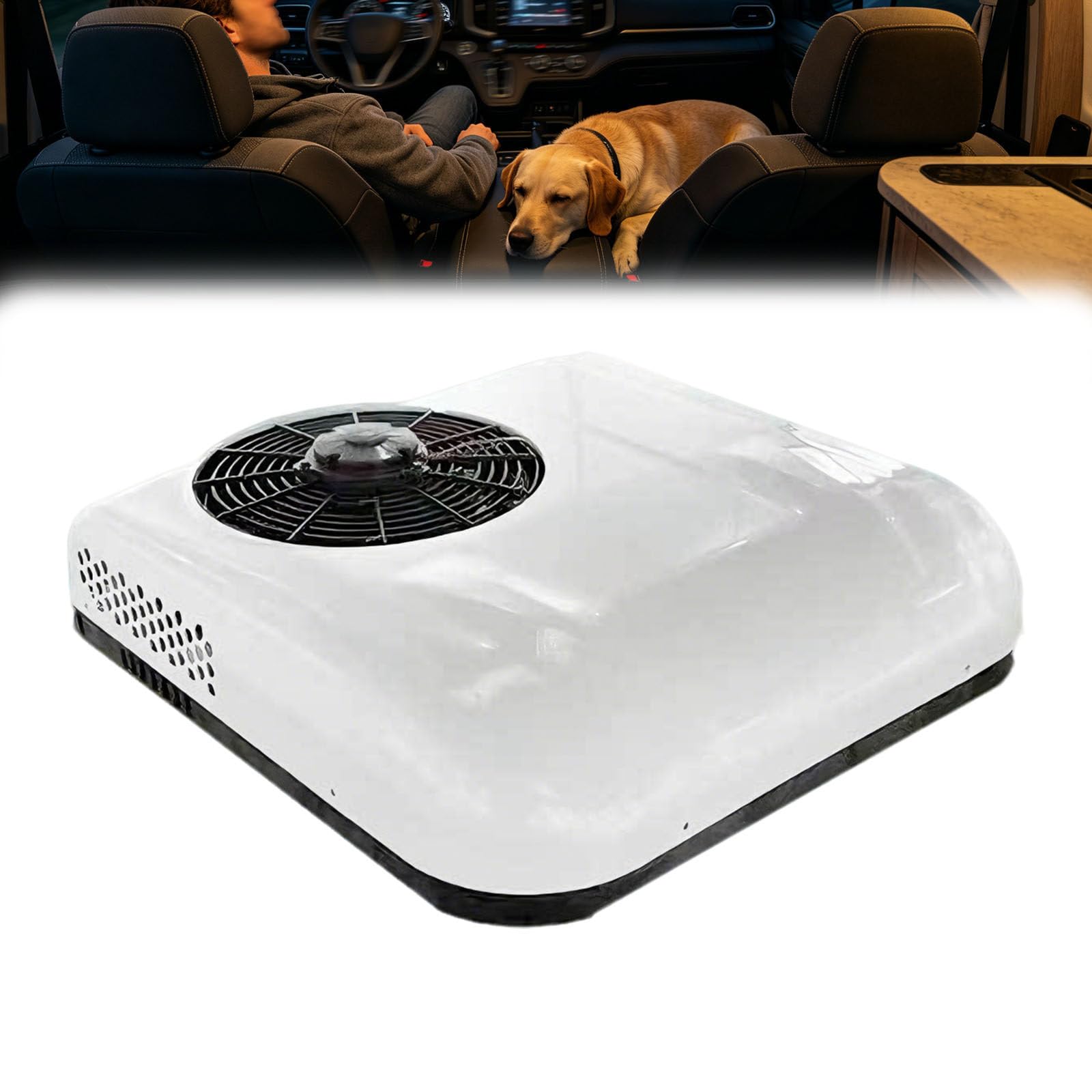 ALSUP 12/24V DC Rooftop Parking Air Conditioner, Rapid Cooling for Trucks White-24V