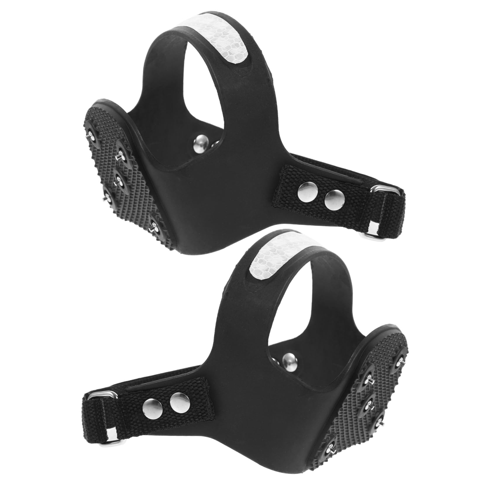 TINEASUR 1pairs Outdoor Tooth Silicone Crampons for Hiking Reflective Ice Cleats for Shoes and Boots Lightweight Traction Spikes for Safe Walking Climbing and Jogging Snowy Black