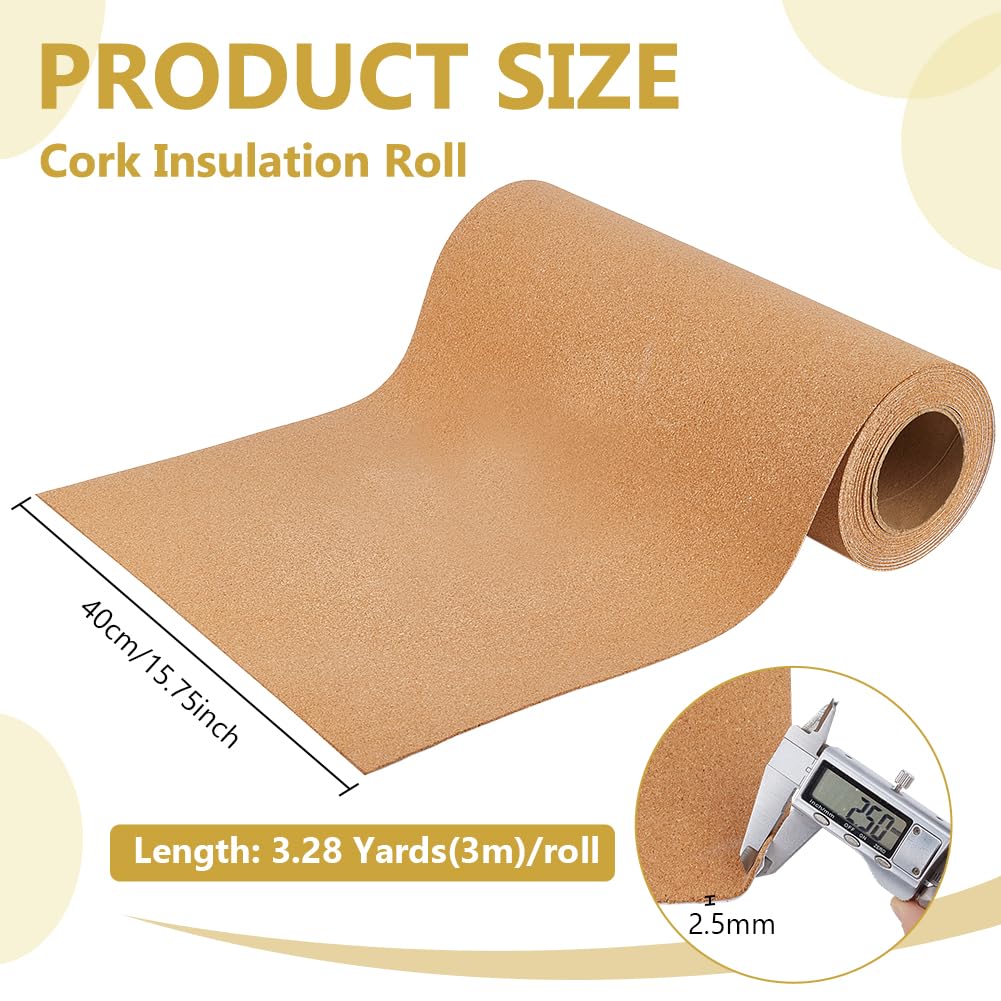 BENECREAT Rollo de Corcho Autoadhesivo 300x40cm 2.5mm Grosor para Manualidades Decoración de Paredes