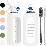 2l Glass Water Bottle, 64 oz Large Water Bottle Glass With Straw, Wide Mouth, Black