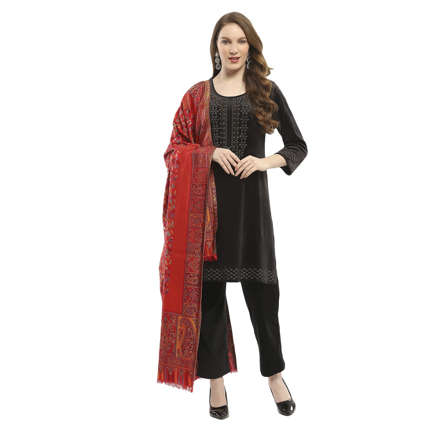 monte carlo Womens Self Design Red Shawl-picture-27