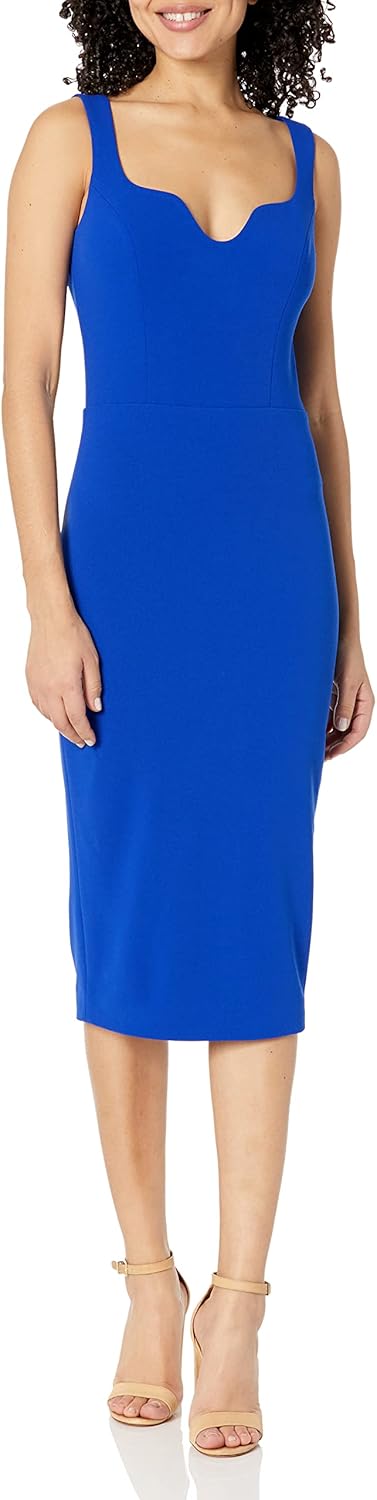 Dress The Population Womens Sloane Rounded V Neck Bodycon Midi Dress