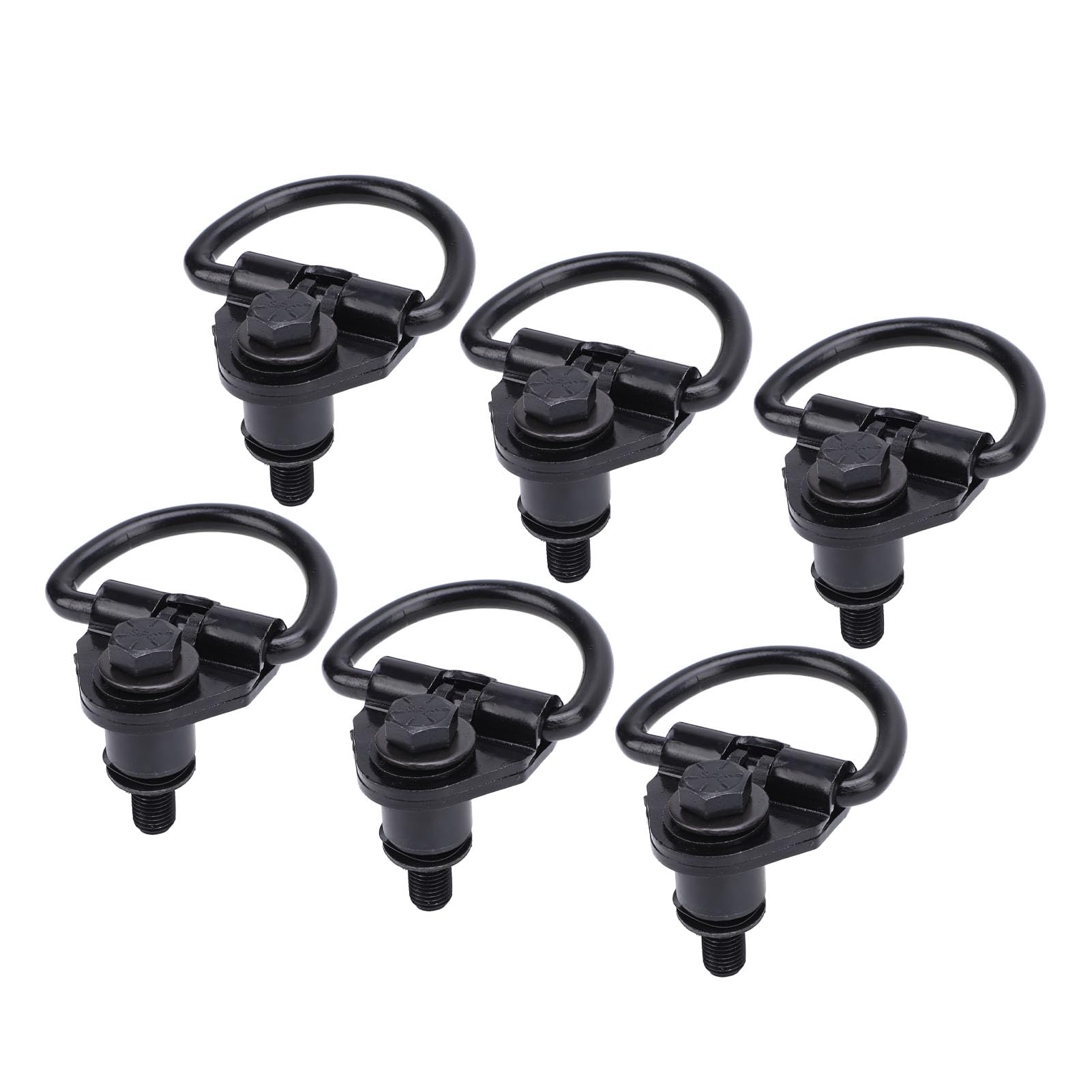 Jiawu 6 Ganchos de Acero para Carga en D para Furgoneta de Carga 150 250 350 2015-2024, Revestimiento Negro Inoxidable, Reemplazo OEM V550A74 AD, Seguridad Rápida en Puntos de Anclaje Preestablecidos