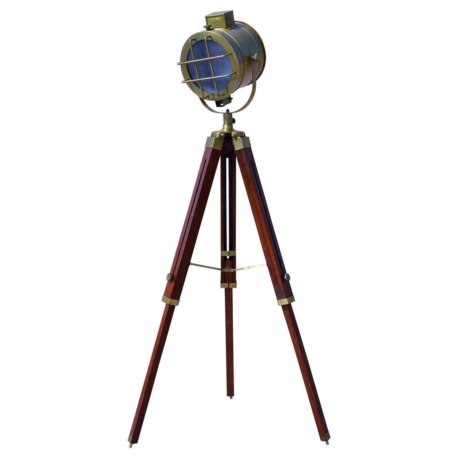Blue Globe Antique Nautical Marine Tripod Floor Lamp Antique Searchlight Wooden Adjustable Stand Retro Studio Spotlight Focus Home & Office Decorative Light..A Item Export-image-40